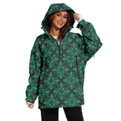 Green Damask Pattern Vintage Floral Pattern, Green Vintage Women s Ski And Snowboard Jacket