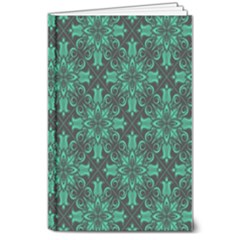 Green Damask Pattern Vintage Floral Pattern, Green Vintage 8  X 10  Hardcover Notebook