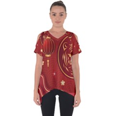 Holiday, Chinese New Year, Cut Out Side Drop T-shirt by nateshop