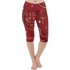 Holiday, Chinese New Year, Lightweight Velour Cropped Yoga Leggings