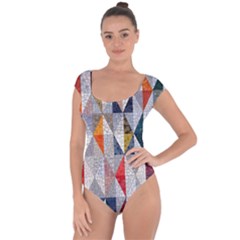 Mosaic, Colorful, Rhombuses, Pattern, Geometry Short Sleeve Leotard  by nateshop