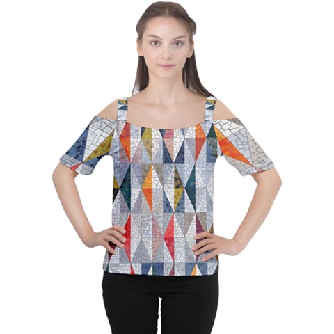 Mosaic, Colorful, Rhombuses, Pattern, Geometry Cutout Shoulder T-shirt by nateshop