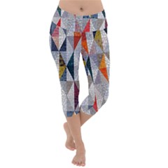 Mosaic, Colorful, Rhombuses, Pattern, Geometry Lightweight Velour Capri Yoga Leggings by nateshop