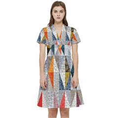 Mosaic, Colorful, Rhombuses, Pattern, Geometry Short Sleeve Waist Detail Dress by nateshop