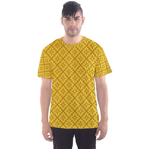 Yellow Floral Pattern Vintage Pattern, Yellow Background Men s Sport Mesh T-shirt by nateshop