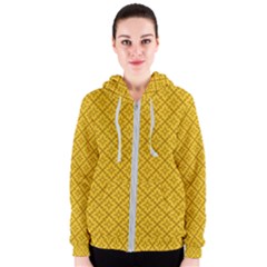 Yellow Floral Pattern Vintage Pattern, Yellow Background Women s Zipper Hoodie