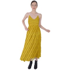 Yellow Floral Pattern Vintage Pattern, Yellow Background Tie Back Maxi Dress by nateshop