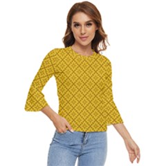Yellow Floral Pattern Vintage Pattern, Yellow Background Bell Sleeve Top