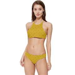 Yellow Floral Pattern Vintage Pattern, Yellow Background Banded Triangle Bikini Set by nateshop