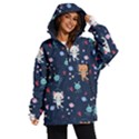 Cute Astronaut Cat With Star Galaxy Elements Seamless Pattern Women s Ski and Snowboard Jacket View1