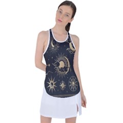 Asian Set With Clouds Moon Sun Stars Vector Collection Oriental Chinese Japanese Korean Style Racer Back Mesh Tank Top by Grandong