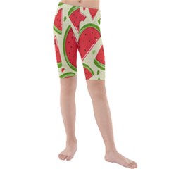 Cute Watermelon Seamless Pattern Kids  Mid Length Swim Shorts by Grandong