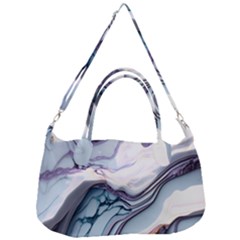 Marble Abstract White Pink Dark Removable Strap Handbag by Grandong
