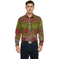 Authentic Aboriginal Art - Connections Men s Long Sleeve  Shirt