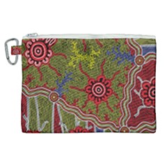 Authentic Aboriginal Art - Connections Canvas Cosmetic Bag (xl) by hogartharts