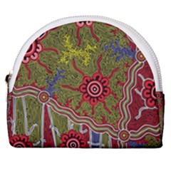 Authentic Aboriginal Art - Connections Horseshoe Style Canvas Pouch