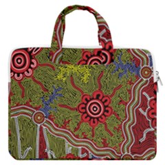 Authentic Aboriginal Art - Connections Macbook Pro 13  Double Pocket Laptop Bag by hogartharts