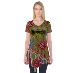 Authentic Aboriginal Art - Connections Short Sleeve Tunic 