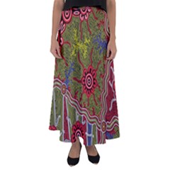 Authentic Aboriginal Art - Connections Flared Maxi Skirt