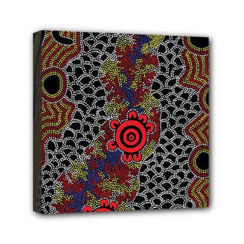 Authentic Aboriginal Art - Gathering Mini Canvas 6  X 6  (stretched)