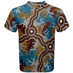 Authentic Aboriginal Art - Wetland Dreaming Men s Cotton T-shirt by hogartharts