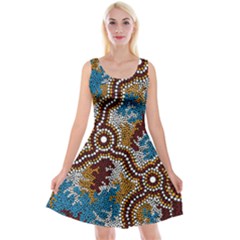 Authentic Aboriginal Art - Wetland Dreaming Reversible Velvet Sleeveless Dress