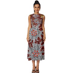 Authentic Aboriginal Art - Bushland Dreaming Sleeveless Round Neck Midi Dress by hogartharts