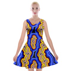 Authentic Aboriginal Art - Emu Dreaming Velvet Skater Dress