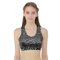 Authentic Aboriginal Art - Meeting Places Sports Bra with Border