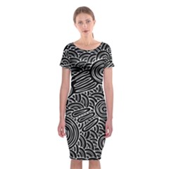 Authentic Aboriginal Art - Meeting Places Classic Short Sleeve Midi Dress