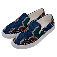 Authentic Aboriginal Art - Riverside Dreaming Men s Canvas Slip Ons by hogartharts