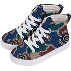 Authentic Aboriginal Art - Riverside Dreaming Kids  Hi-top Skate Sneakers by hogartharts