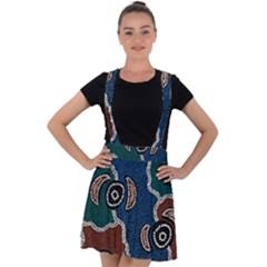 Authentic Aboriginal Art - Riverside Dreaming Velvet Suspender Skater Skirt by hogartharts