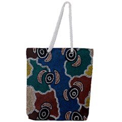 Authentic Aboriginal Art - Riverside Dreaming Full Print Rope Handle Tote (large)