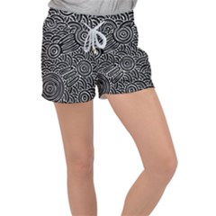 Authentic Aboriginal Art - Meeting Places Women s Velour Lounge Shorts