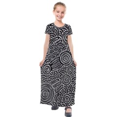 Authentic Aboriginal Art - Meeting Places Kids  Short Sleeve Maxi Dress