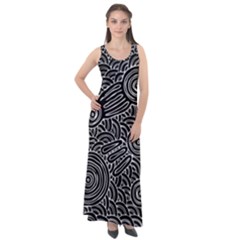 Authentic Aboriginal Art - Meeting Places Sleeveless Velour Maxi Dress