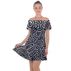 Authentic Aboriginal Art - Meeting Places Off Shoulder Velour Dress