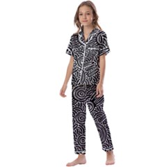 Authentic Aboriginal Art - Meeting Places Kids  Satin Short Sleeve Pajamas Set