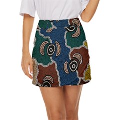 Authentic Aboriginal Art - Riverside Dreaming Mini Front Wrap Skirt by hogartharts