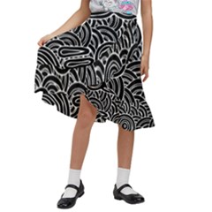 Authentic Aboriginal Art - Meeting Places Kids  Ruffle Flared Wrap Midi Skirt