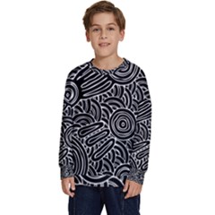 Authentic Aboriginal Art - Meeting Places Kids  Crewneck Sweatshirt