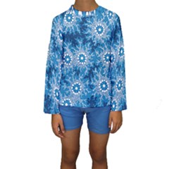 Authentic Aboriginal Art - Waterhole Dreaming Kids  Long Sleeve Swimwear