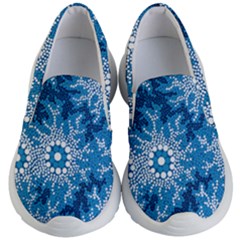 Authentic Aboriginal Art - Waterhole Dreaming Kids Lightweight Slip Ons