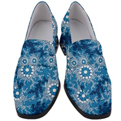 Authentic Aboriginal Art - Waterhole Dreaming Women s Chunky Heel Loafers