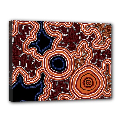 Authentic Aboriginal Art - Pathways Canvas 16  X 12  (stretched)