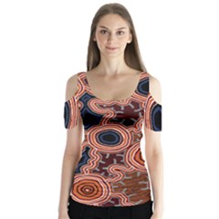 Authentic Aboriginal Art - Pathways Butterfly Sleeve Cutout T-shirt 
