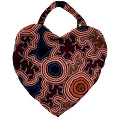 Authentic Aboriginal Art - Pathways Giant Heart Shaped Tote