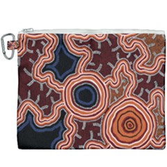 Authentic Aboriginal Art - Pathways Canvas Cosmetic Bag (xxxl)