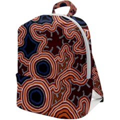 Authentic Aboriginal Art - Pathways Zip Up Backpack by hogartharts